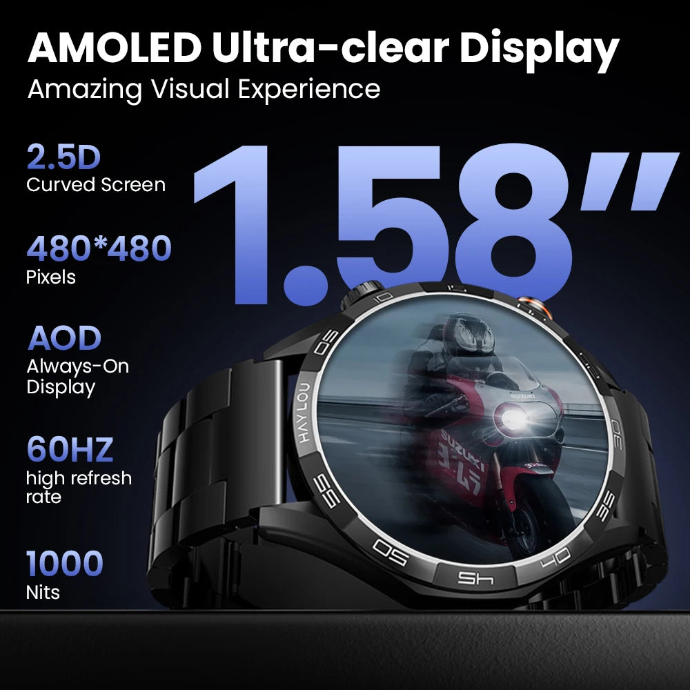 AMOLED Bluetooth Calling Smartwatch – 24H Health & Sports