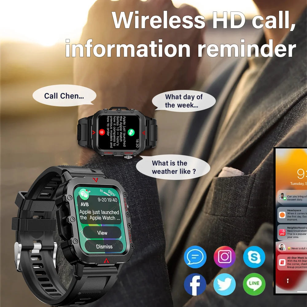 Men’s Bluetooth Smartwatch 1.71" – Calls, Fitness, LED